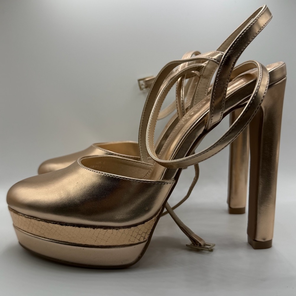 ASOS Metallic Rose Gold Platform Heels Size 9